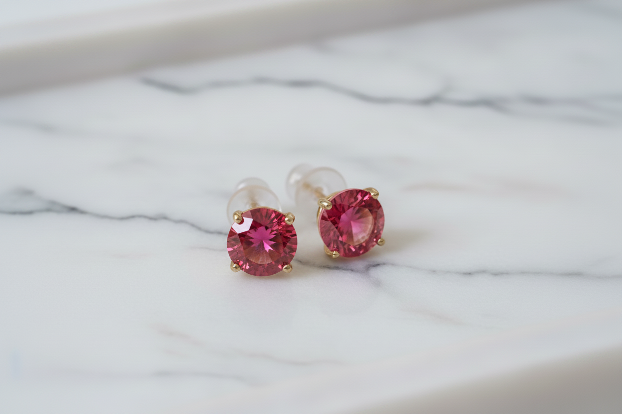 Red Stud Earrings