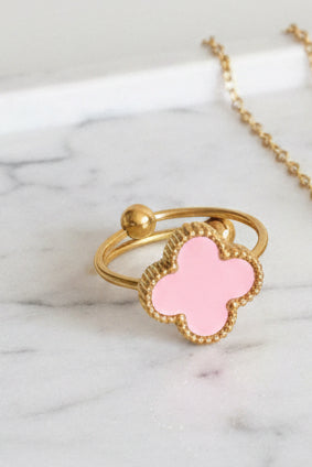 Pink Clover Ring adjustable