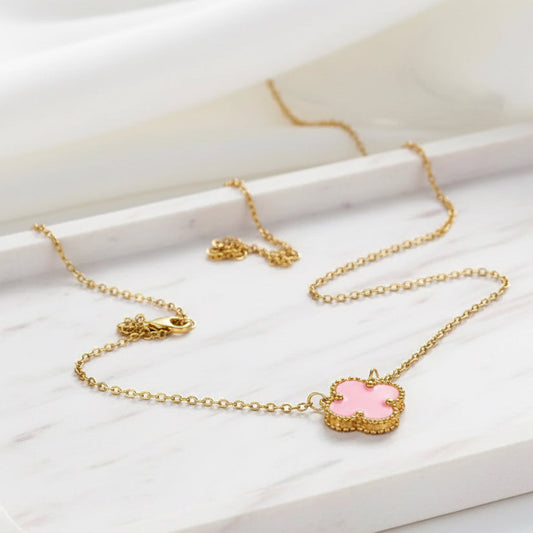 Pink Clover Necklace