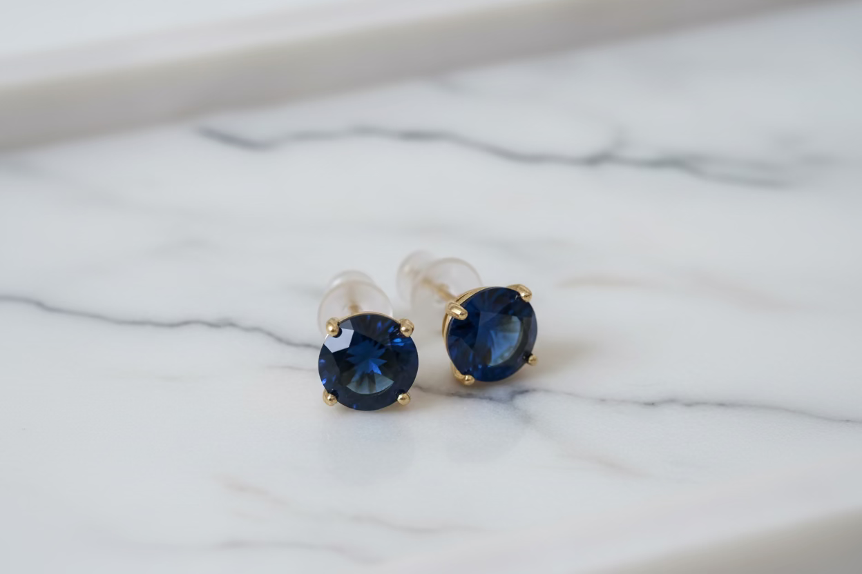 Dark Blue Stud Earrings