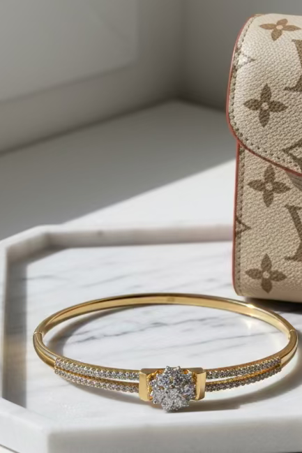 Golden Bloom Crystal Bangle