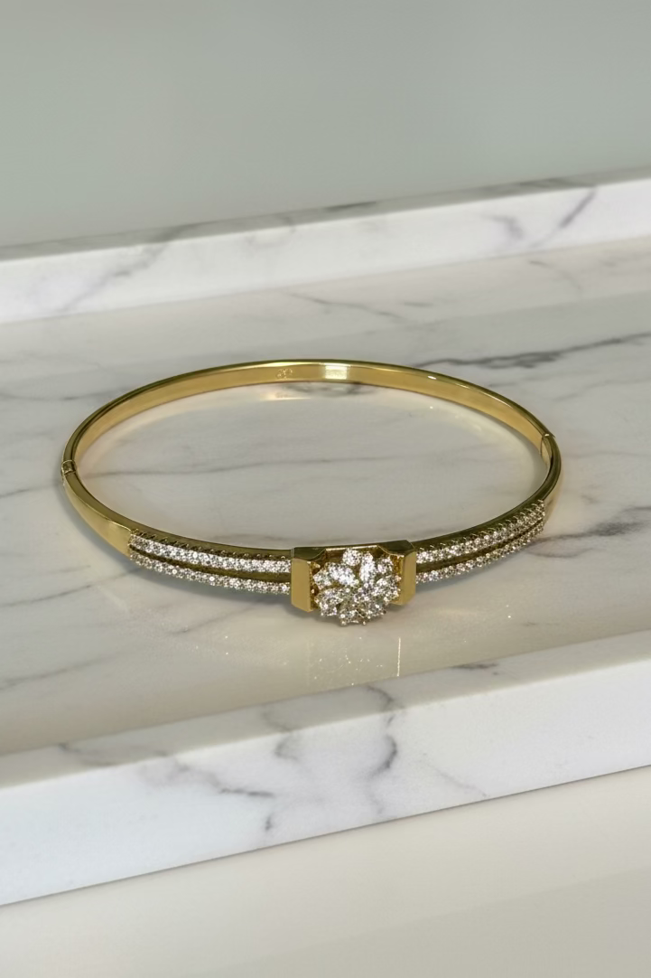 Golden Bloom Crystal Bangle